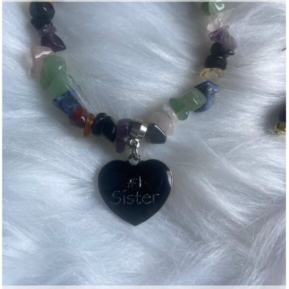 Sister Gift Bundle; Stretch Stone Bracelet & Purple Stone Earrings - Picture 2 of 3